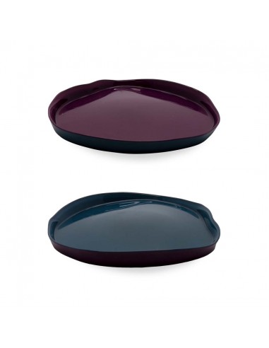 Set de 2 Platos de Postre Burdeos y Azul Marino