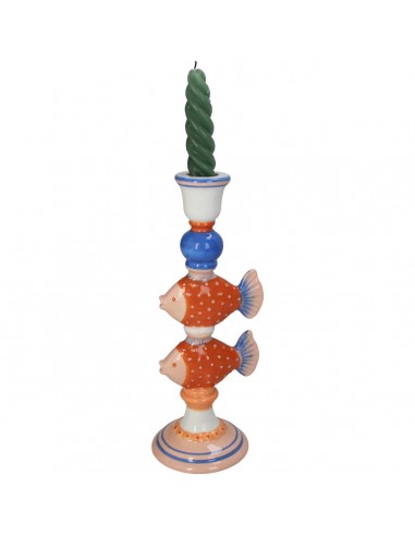 Portavelas Fishes Stoneware Multi