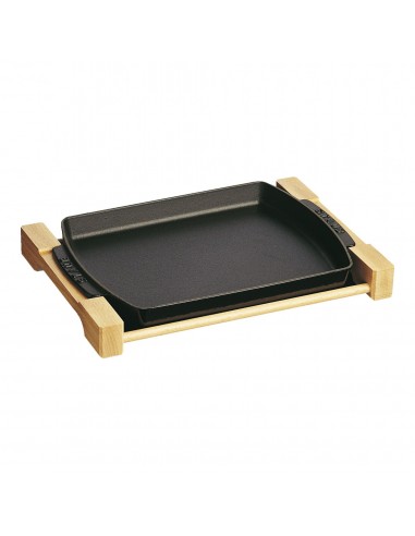 Bandeja Rectangular para Servir con Base de Madera