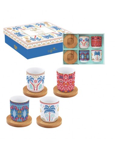 Set de 4 Tazas de Café Tropical Groovy