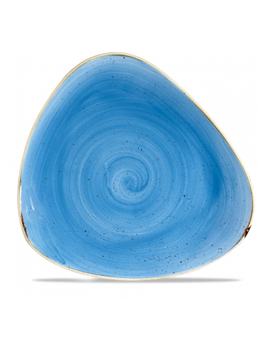 Plato Llano Triangular Stonecast - Azul