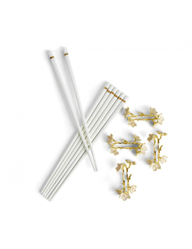 Set de 4 Pares de Palillos y Soportes Cherry Blossom