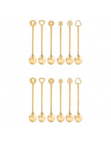 Set de 12 Cucharitas Portafortuna Living - Dorado