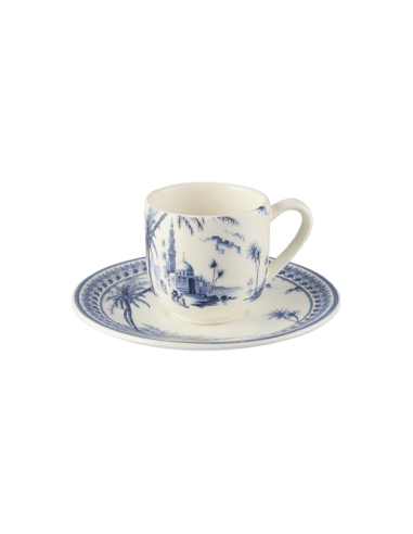 Set de 2 Tazas/Platos de Café Dépareillées Bleu
