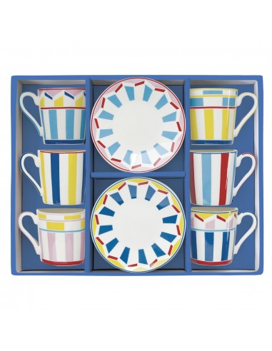 Set de 6 Tazas de Café y Platillo Geocromia
