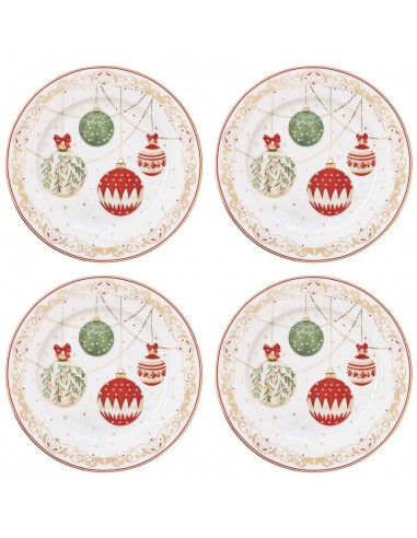 Set de 4 Platos de Postre Christmas