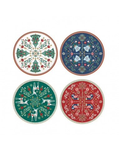Set de 4 Platos de Postre Christmas Folk